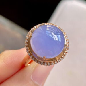 糯冰种紫罗兰翡翠戒指