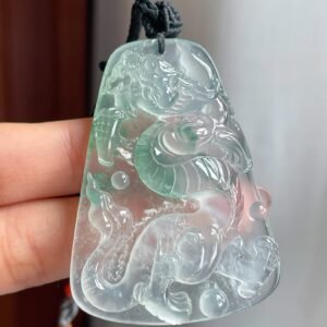 冰玻种飘花龙牌挂件