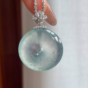 高冰飘花翡翠平安扣