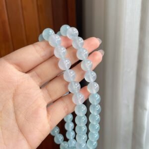 冰种带底色翡翠珠串项链