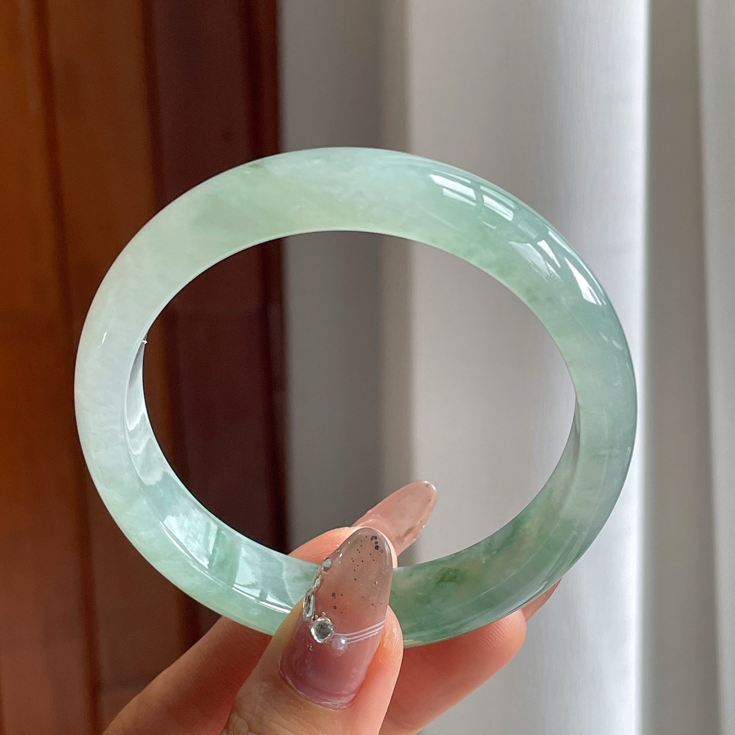 糯冰飘花翡翠平安镯 - 图片 2