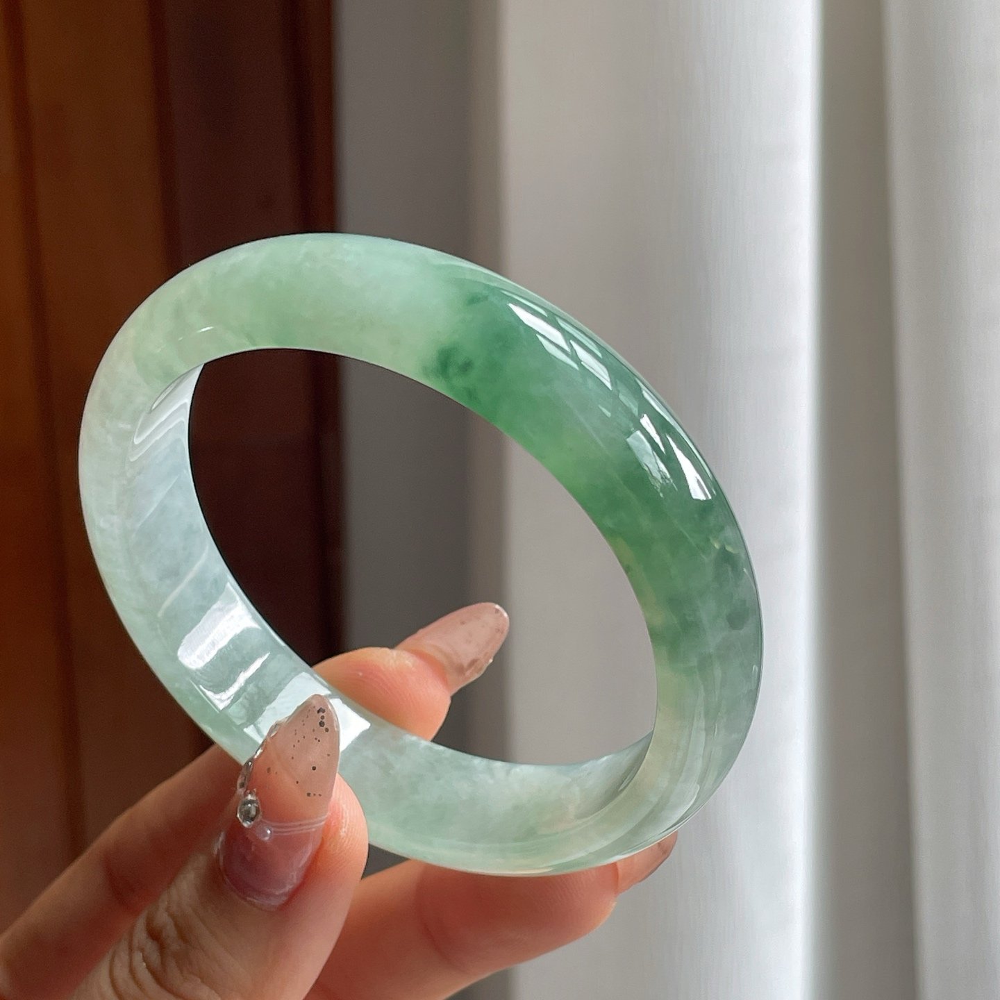 糯冰飘花翡翠平安镯 - 图片 3