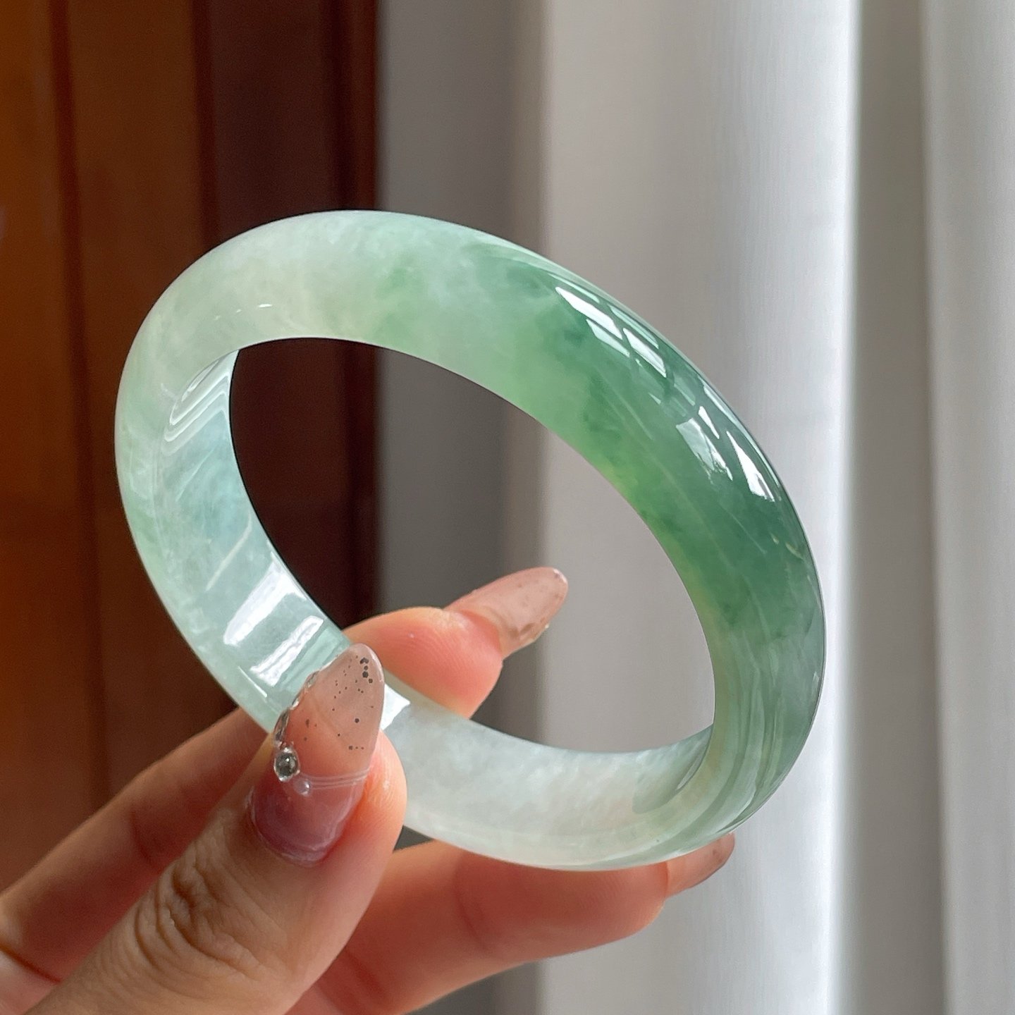 糯冰飘花翡翠平安镯 - 图片 5