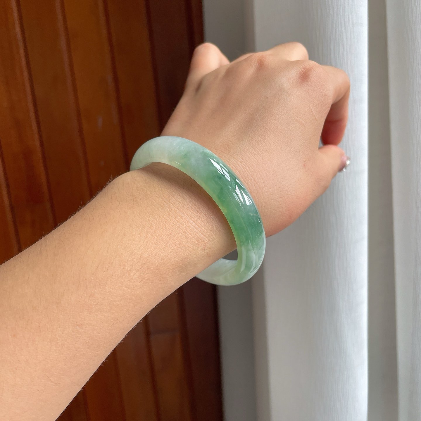 糯冰飘花翡翠平安镯 - 图片 7