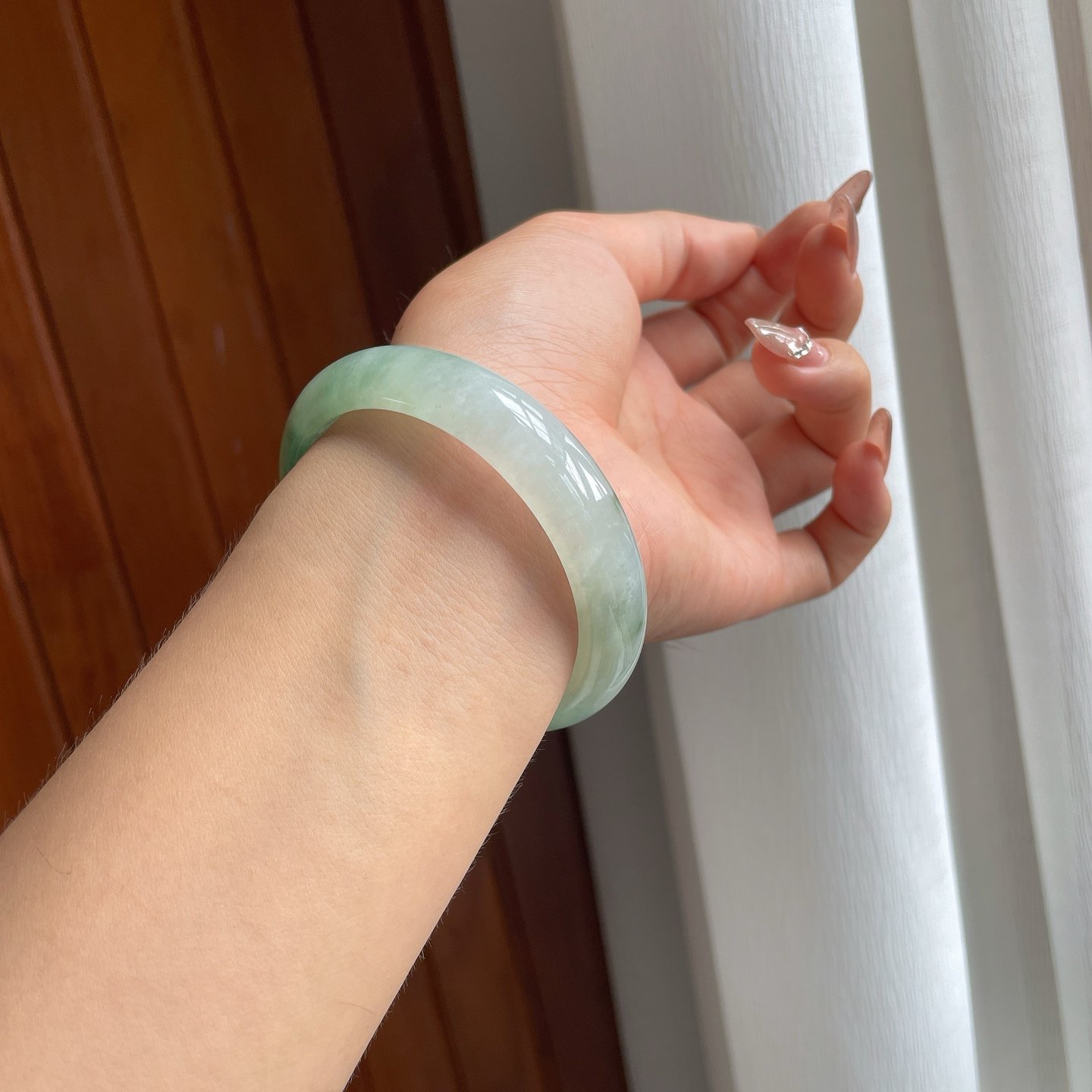 糯冰飘花翡翠平安镯 - 图片 8