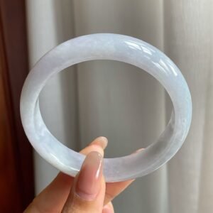 糯冰种淡紫底翡翠平安镯