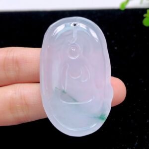 飘绿翡翠观音牌子小件